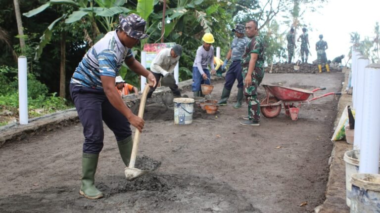 Pembangunan Jembatan Penghubung Desa TMMD 125 Kodim 0825/Banyuwangi Sudah Mulai Terlihat