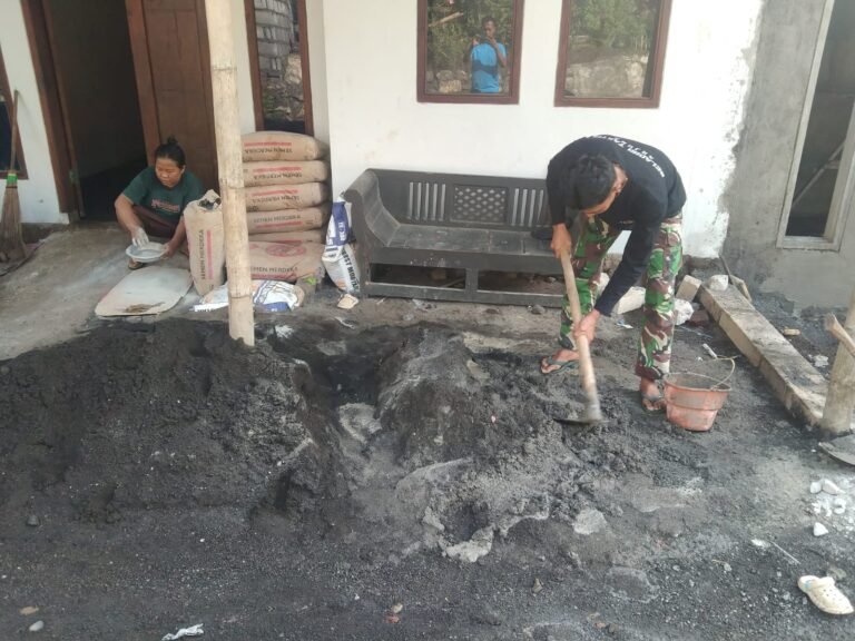 Percepat Pembangunan, Satgas Mulai Lakukan Plesteran Dinding RTLH Milik Khosinah